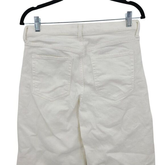 Banana Republic Premium Denim High-Rise Wide Leg Crop Jeans 28 White Frayed - Picture 7 of 9